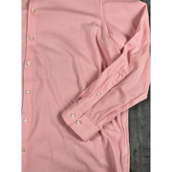 J. Ferrar Men's Dress Shirt XL 17-17½ 32-33 Pink Striped Slim Fit Stretch - Picture 5 of 8